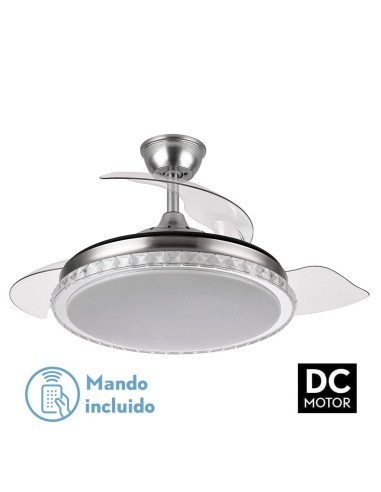 Ventilador de techo en níquel con luz Led Biliku