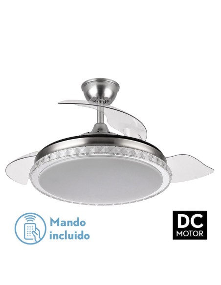 Ventilador de techo en níquel con luz Led Biliku