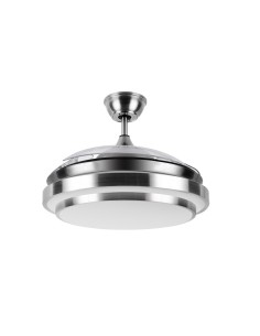 Ventilador de techo en níquel con luz led aspas retractiles
