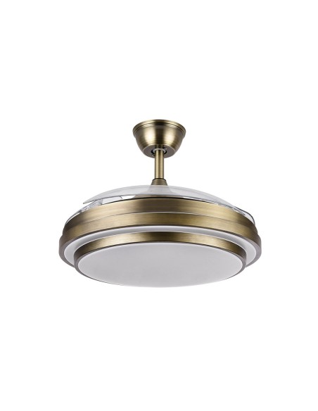Ventilador de techo en dorado con luz Led y 3 aspas
