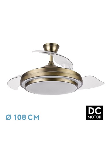 Ventilador de techo en dorado con luz Led Ibe