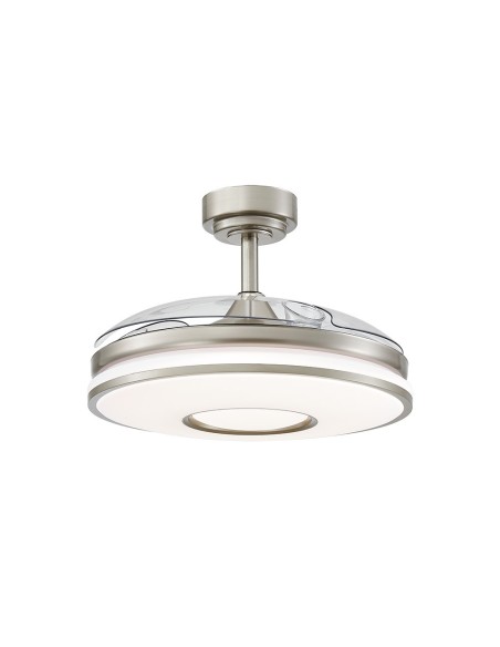 Ventilador de techo en níquel con luz Led y 3 aspas