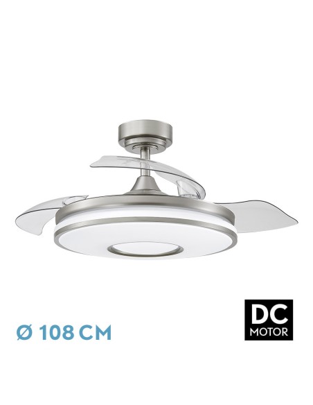 Ventilador de techo en níquel con luz Led Dani