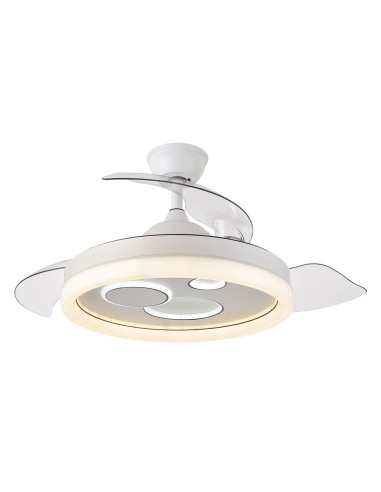 Ventilador de techo en blanco con luz Led Turia