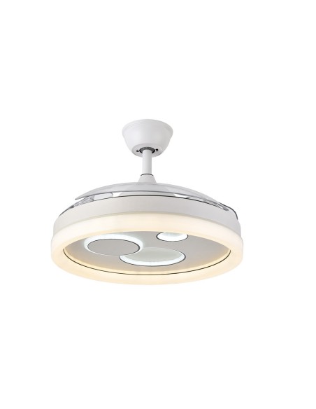 Ventilador de techo en blanco con luz Led Turia