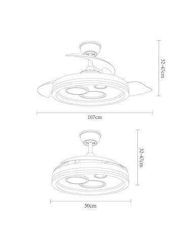 Ventilador de techo en blanco con luz Led Turia