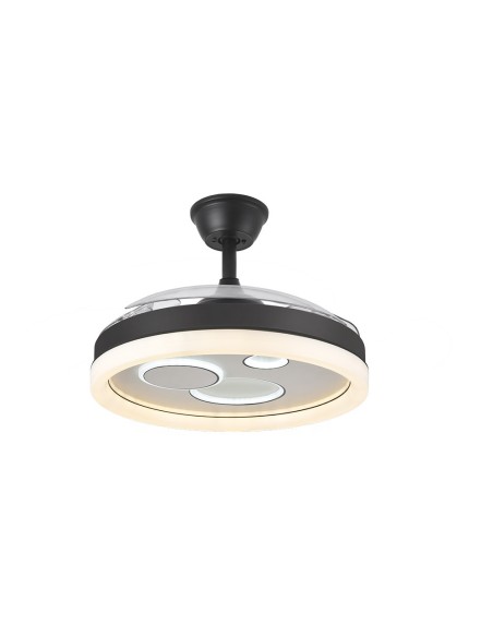 Ventilador de techo en blanco-negro con luz Led Turia
