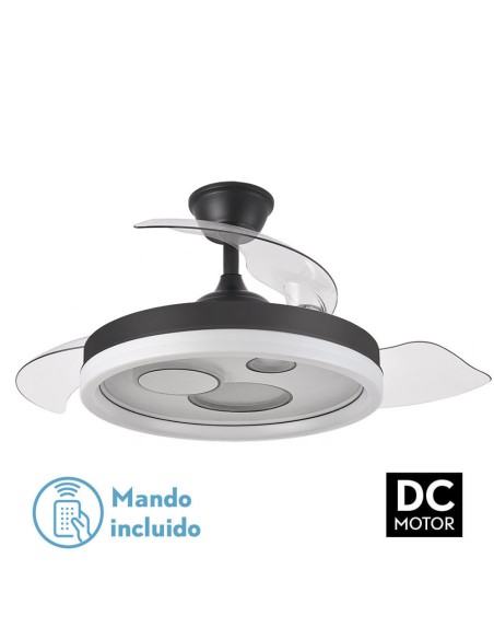 Ventilador de techo en blanco-negro con luz Led Turia