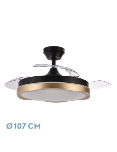 Ventilador de techo negro/oro con luz led