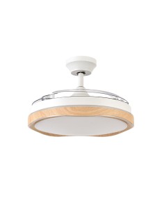 Ventilador de techo blanco/haya con luz led