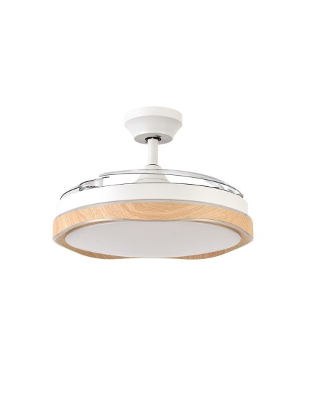 Ventilador de techo blanco/haya con luz led