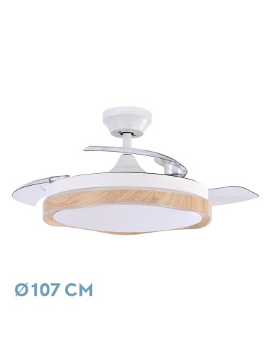 Ventilador de techo blanco/haya con luz led Blondi