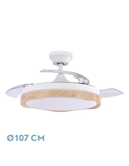 Ventilador de techo blanco/haya con luz led Blondi
