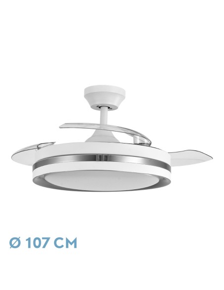 Ventilador de techo blanco/plata con luz led viper