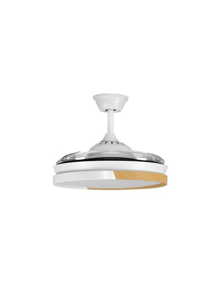 Ventilado de techo blanco/haya con luz led