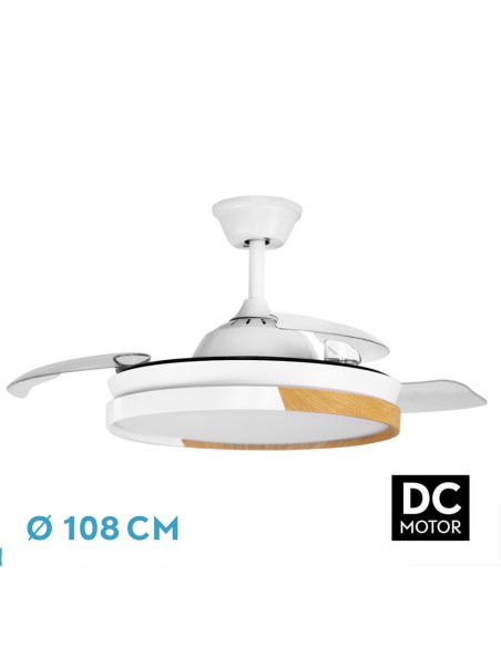 Ventilado de techo blanco/haya con luz led Emperador