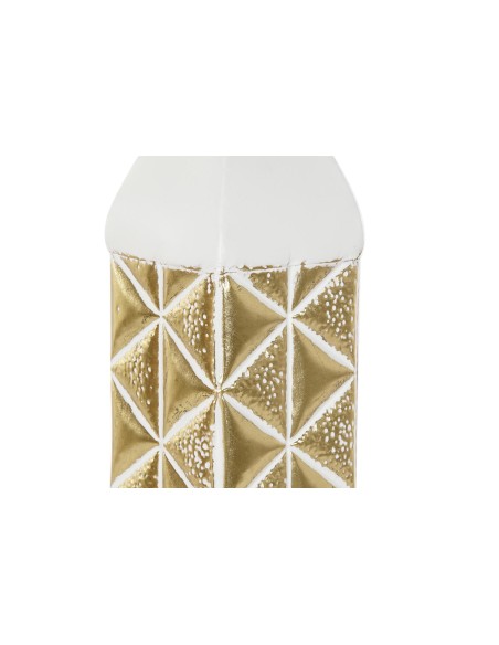 Jarrón de metal blanco y oro