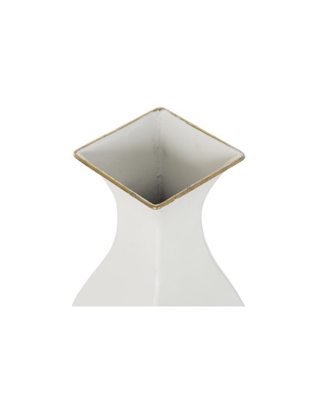 Jarrón de metal blanco y oro