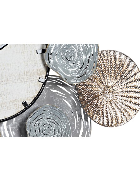 Reloj de pared círculos de metal/madera