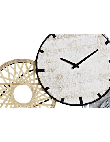 Reloj de pared círculos de metal/madera