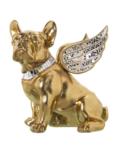 Figura resina perro dorado c/espejos