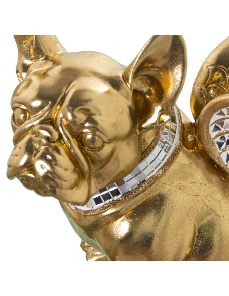 Figura resina perro dorado c/espejos