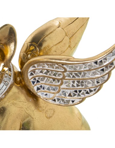 Figura resina perro dorado c/espejos