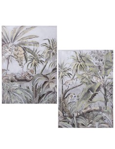 Cuadro lienzo de palmeras/leopardo