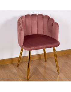 Silla terciopelo rosa c/patas doradas 2