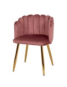 Silla terciopelo rosa c/patas doradas