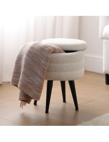 Puff de almacenaje blanco con patas