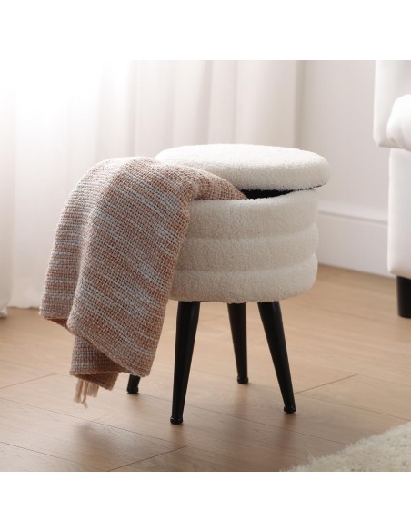 Puff de almacenaje blanco con patas