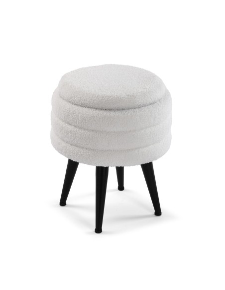 Puff de almacenaje blanco con patas