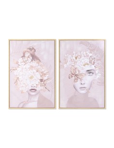 Cuadro lienzo mujer flores