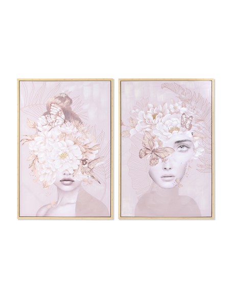 Cuadro lienzo mujer flores