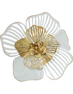 Decoración de pared metal flor blanca
