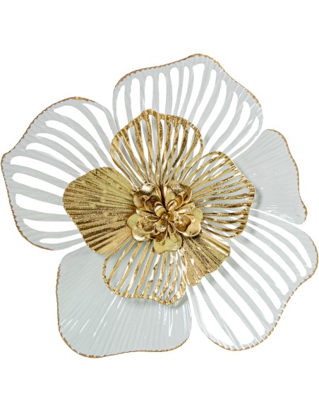 Decoración de pared metal flor blanca